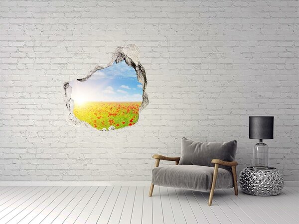 Autocolant 3D gaura cu priveliște Pajiște cu flori la soare
