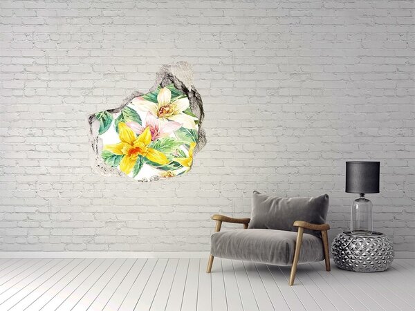 Autocolant gaură 3D Grădina de flori din spatele zidului