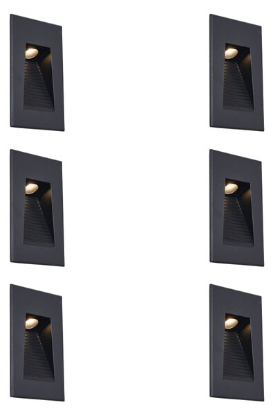 Set de 6 Aplice Moderne Îngropate Negre 7cm Incl. LED IP65 - Trem