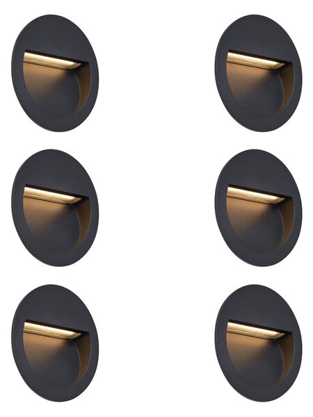 Set de 6 Aplice Moderne Incastrabile Negre cu LED IP65 - Gem