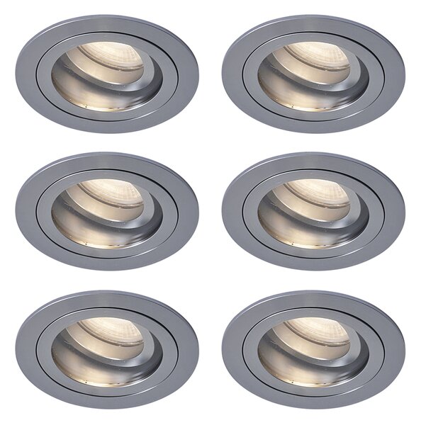 Set de 6 spoturi încastrate moderne Gunmetal reglabile IP44 - Chuck