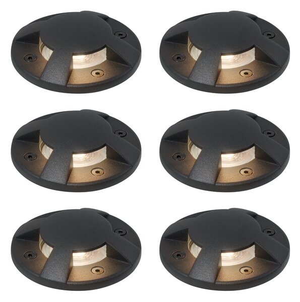 Set de 6 spoturi moderne de sol negre GU10 50mm Efect de 4 lumini IP65 - Cellar