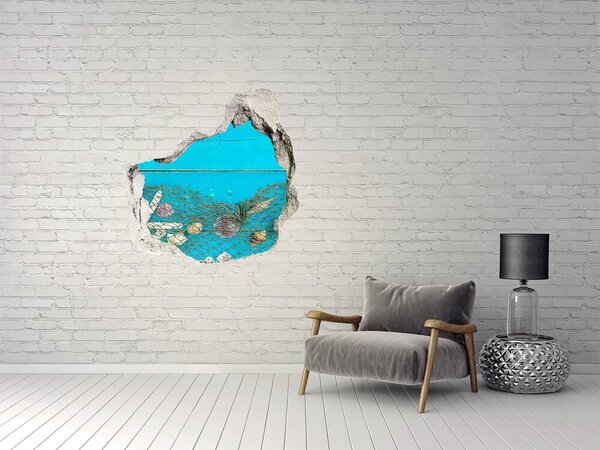 Fototapet 3D gaură în perete Lumea subacvatică pe fundalul recifului