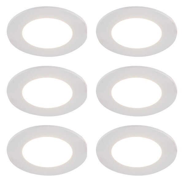 Set de 6 spoturi încastrate albe, inclusiv LED, cu 3 trepte de intensitate luminoasă, IP65 - Blanca