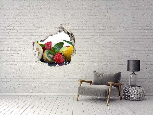 Autocolant 3D gaura cu priveliște Paradisul fructelor din spatele zidului