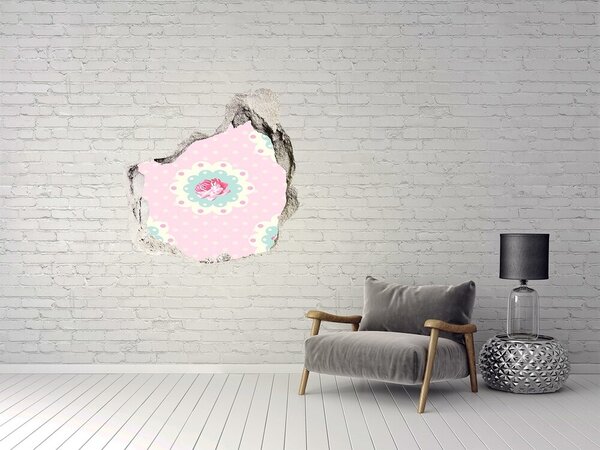 Autocolant 3D gaura cu priveliște Model floral pe fundal roz