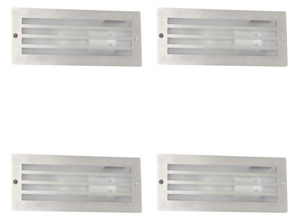 Set de 4 spoturi încastrate moderne din oțel IP44 - Hurricane