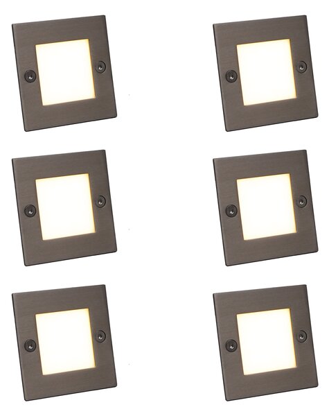 Set de 6 spoturi încastrate moderne oțel, inclusiv LED - Square 7