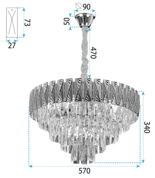 Lampă suspendată Cristal G060-CP 60CM