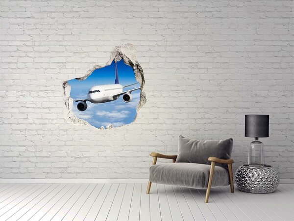 Autocolant gaură 3D Un avion pe cer