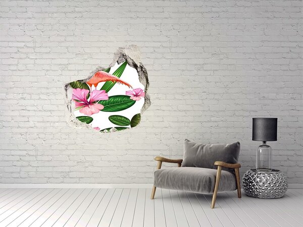 Autocolant gaură 3D Paradis tropical în spatele zidului