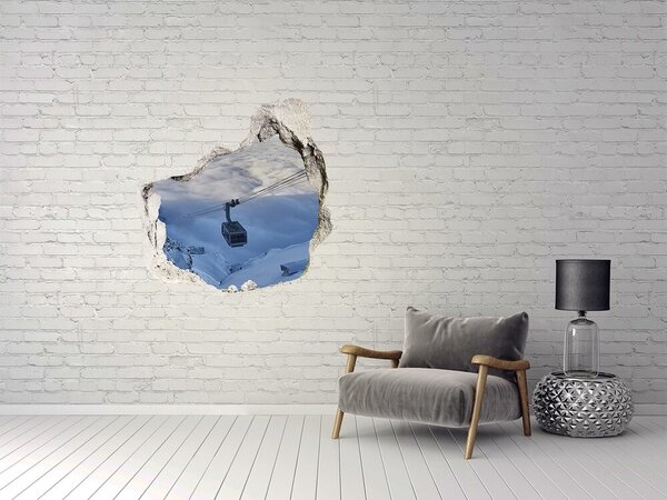 Autocolant gaură 3D Telecabină montană deasupra norilor
