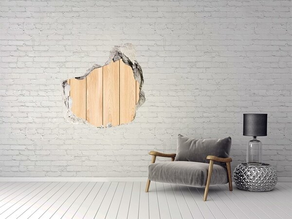 Autocolant gaură 3D Un perete deteriorat cu podea de lemn