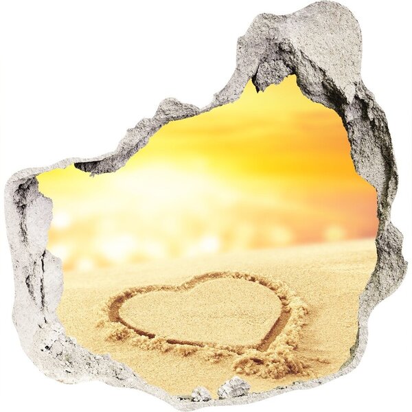 Autocolant autoadeziv gaură Inima pe nisip
