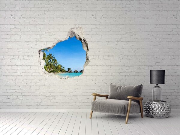 Autocolant 3D gaura cu priveliște Plajă tropicală cu palmieri