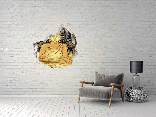 Autocolant de perete gaură 3D Buddha de aur înconjurat de o mandală
