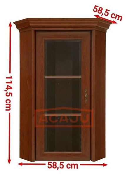 Vitrina KENT ENAD1WN, castan, PAL/sticla securizata, 59x59x115 cm