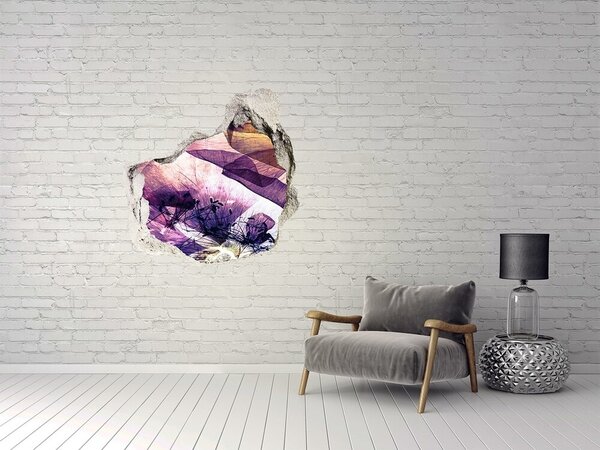 Autocolant de perete gaură 3D Lumea florală din spatele pereților