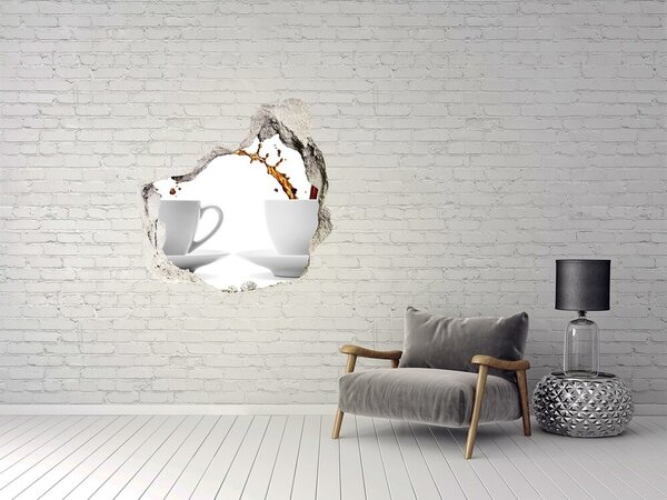 Autocolant gaură 3D Cafea într-un perete distrus