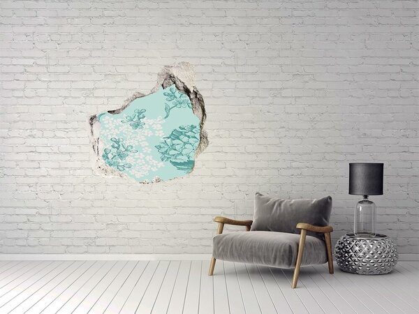 Autocolant un zid spart cu priveliște Mural floral cu gaură în perete