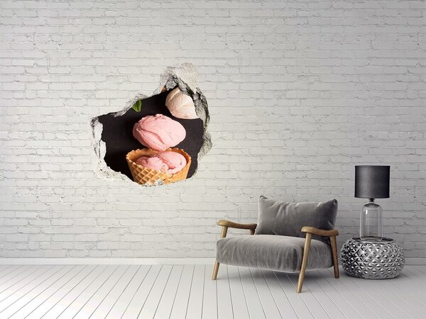 Autocolant 3D gaura cu priveliște Sărbătoarea cu înghețată Hole in the Wall