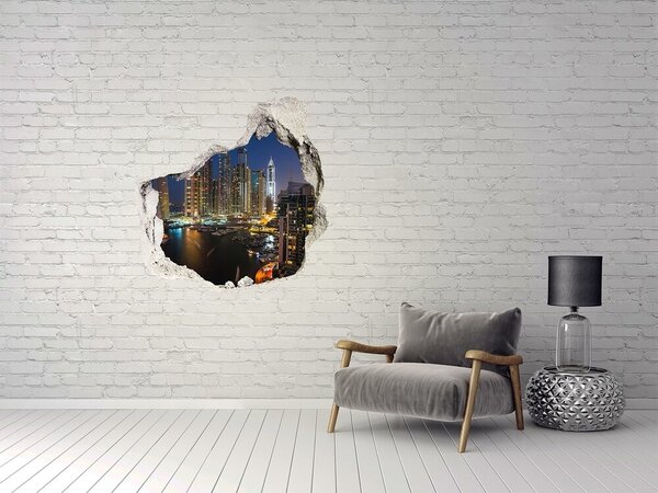 Fototapet un zid spart cu priveliște Vedere a orașului modern noaptea