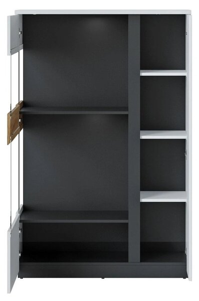 Vitrina DUKE, alb/stejar, PAL laminat/sticla, 98x40x150 cm