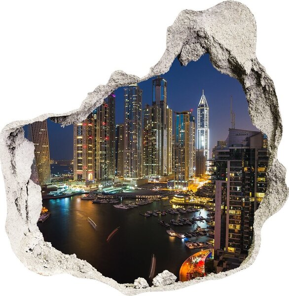 Fototapet un zid spart cu priveliște Marina in Dubai