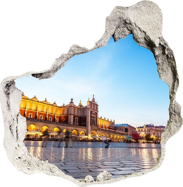 Fototapet 3D gaură în perete Cracovia, Polonia