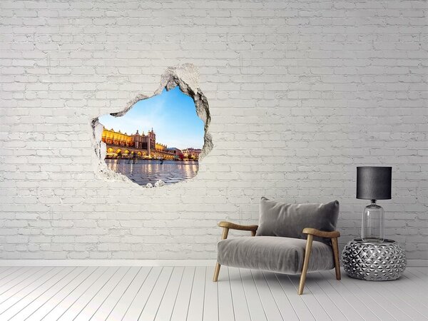 Fototapet 3D gaură în perete Cracovia la apus