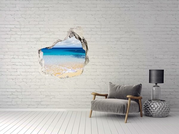 Fototapet 3D gaură în perete Plaja Caraibeană printr-o gaură în perete