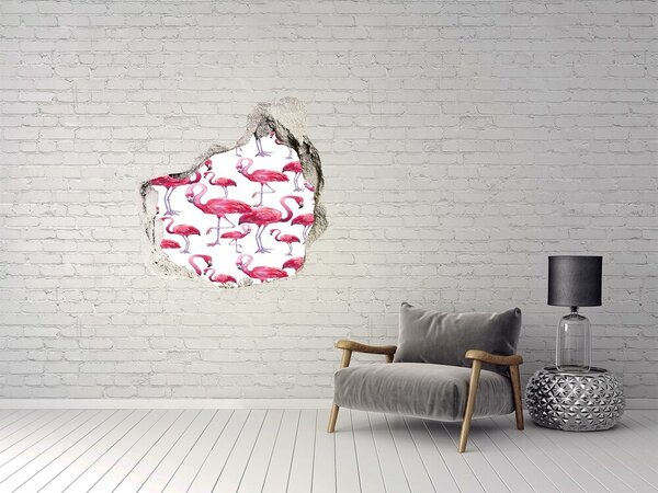 Fototapet 3D gaură în perete Flamingi roz în stil tropical