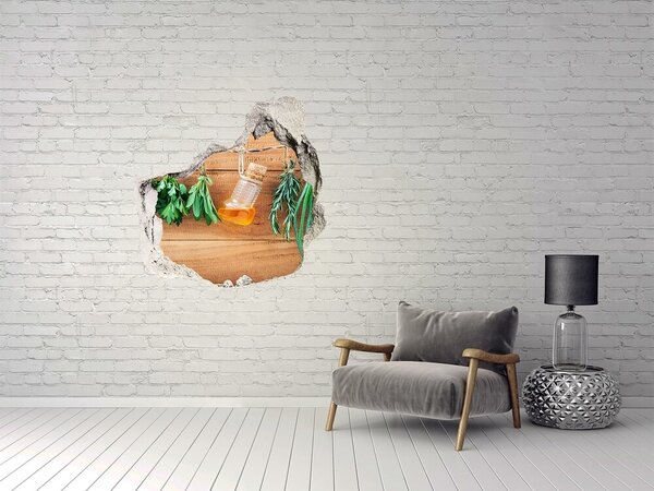 Autocolant de perete gaură 3D Ulei din plante într-un cadru rustic