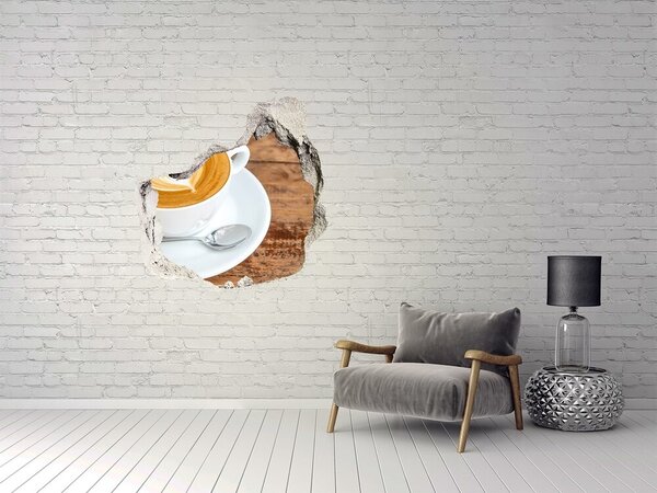 Autocolant gaură 3D Cafea într-un perete spart