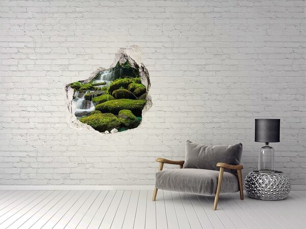 Autocolant de perete gaură 3D Oază verde cu cascadă