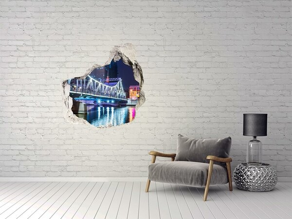 Autocolant 3D gaura cu priveliște Podul iluminat noaptea