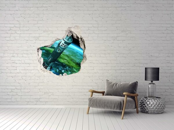 Autocolant de perete gaură 3D Rachetă în spațiu