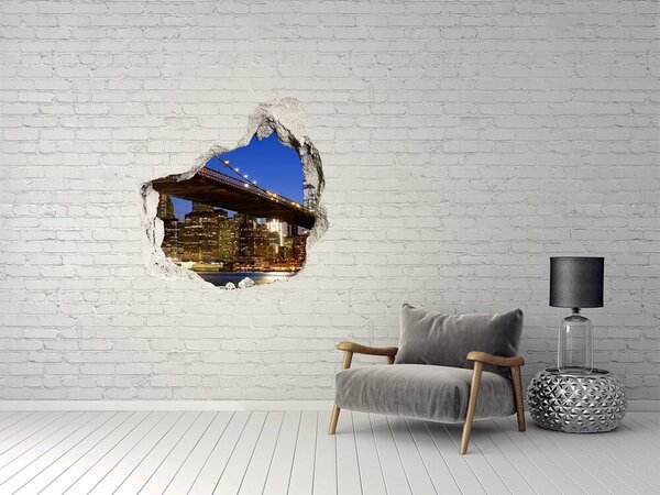 Fototapet 3D gaură în perete Podul Brooklyn noaptea