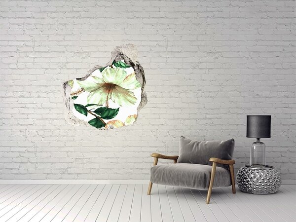 Autocolant 3D gaura cu priveliște Pictură murală cu flori printr-o gaură în perete