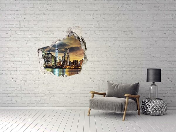 Fototapet un zid spart cu priveliște Orizontul New York-ului noaptea