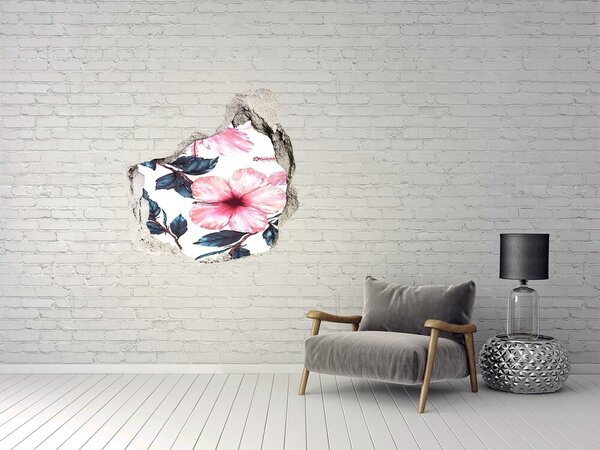 Autocolant de perete gaură 3D Un paradis al florilor în spatele zidului