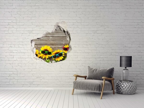 Fototapet 3D gaură în perete Floarea-soarelui în ochelari de soare