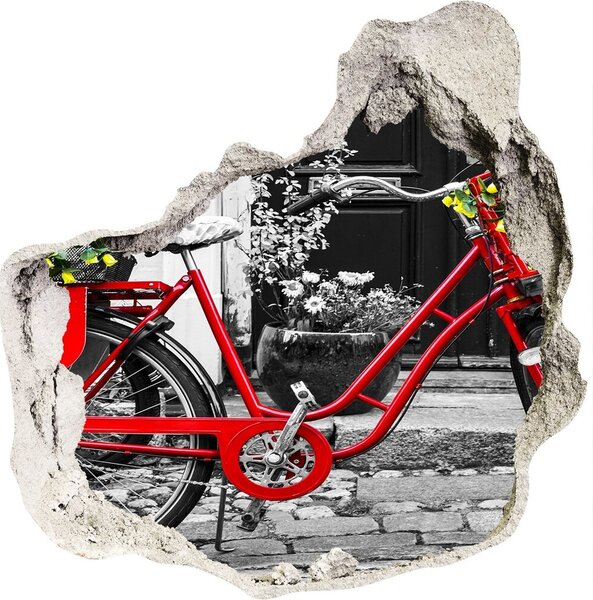 Fototapet un zid spart cu priveliște Oraș biciclete