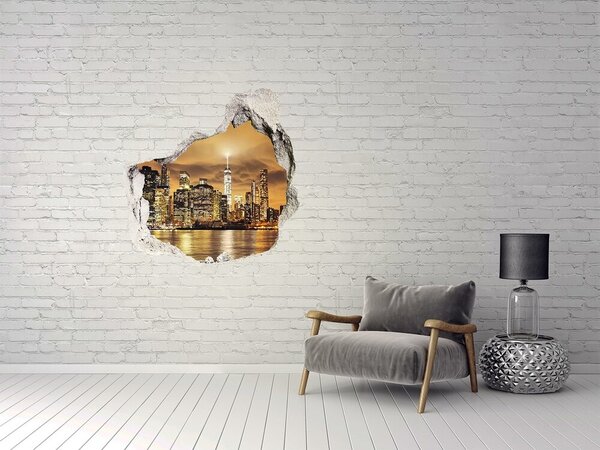 Autocolant 3D gaura cu priveliște Orizontul New York-ului noaptea