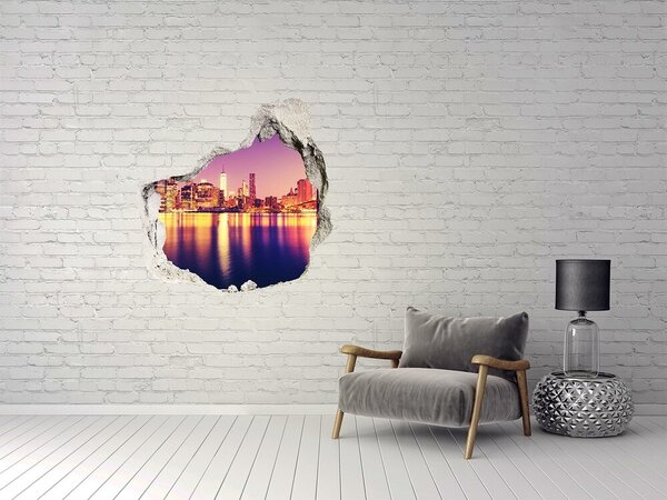 Autocolant gaură 3D New York la amurg