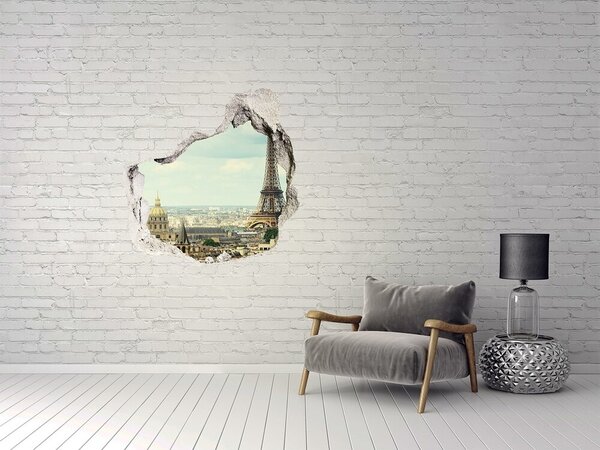 Autocolant de perete gaură 3D Vedere a Parisului cu Turnul Eiffel