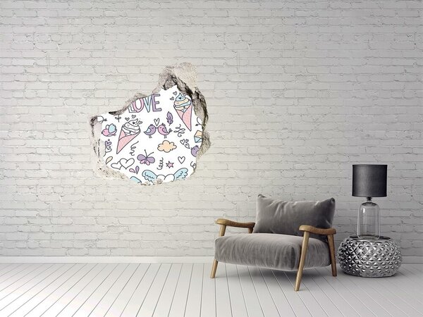 Autocolant de perete gaură 3D Vise dulci în culori pastelate