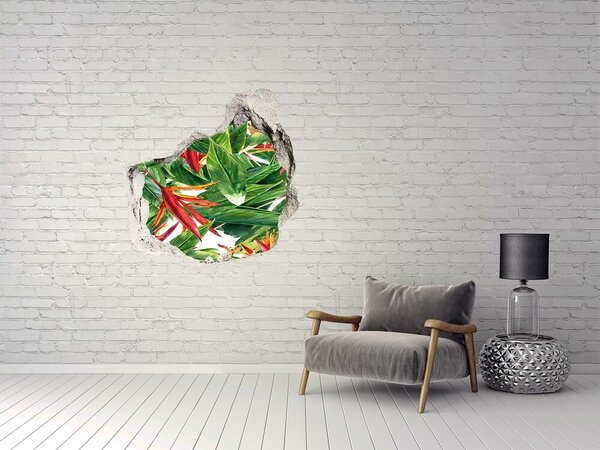 Autocolant de perete gaură 3D Paradis tropical în spatele zidului