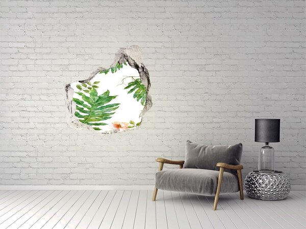 Autocolant 3D gaura cu priveliște Paradis tropical în spatele zidului