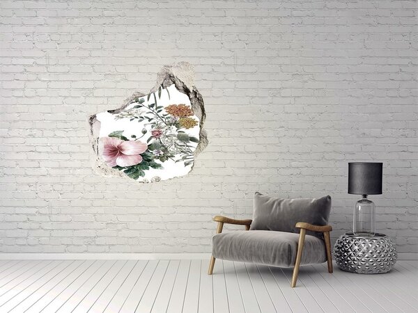 Autocolant gaură 3D Grădină de flori printr-o gaură în perete